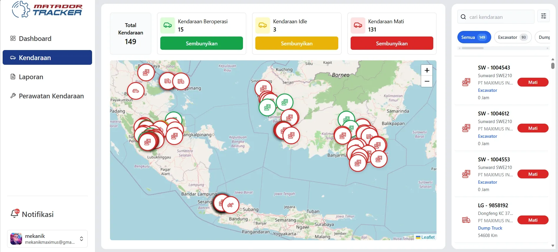 Matador Tracker - Real Time Dashboard